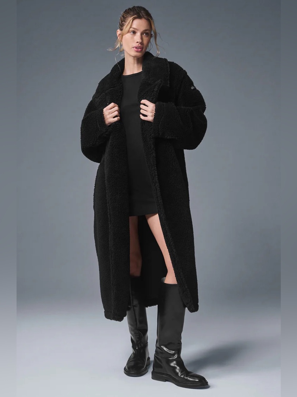 NWT Alo Yoga Oversized Sherpa Trench Teddy Coat - Black Size S
